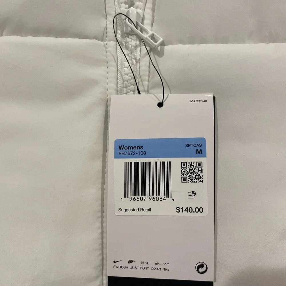 Nike Sportswear Therma-Fit White Puffer Jacket w/Hood - FB7672-100 - Women's Med